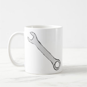 Wrench. Grey and Black. Spanner. Coffee Mug