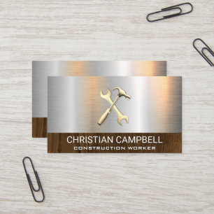 Wrench Hammer Hardware Metal Wood Business Card