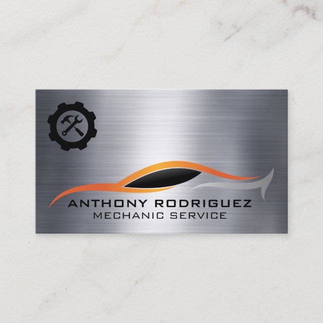 Wrench Hammer Icon | Sports Car Illustration Business Card (Front)