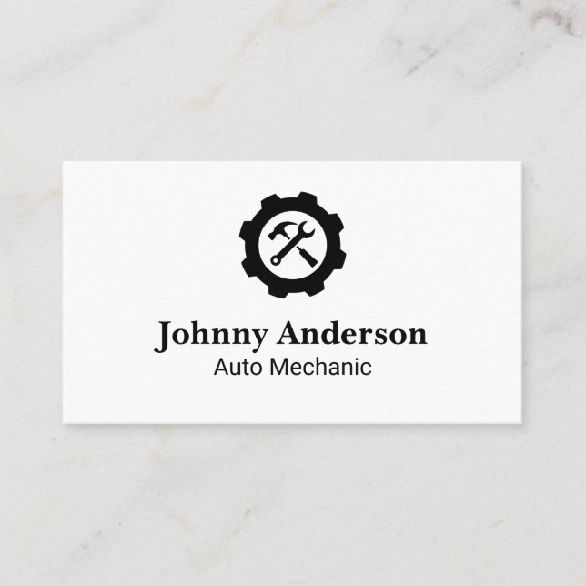 Wrench Hammer Logo | Mechanic Tech Business Card (Front)
