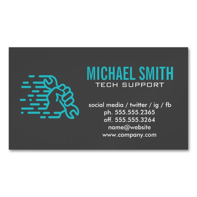 Wrench in Hand Magnetic Business Card (Front)