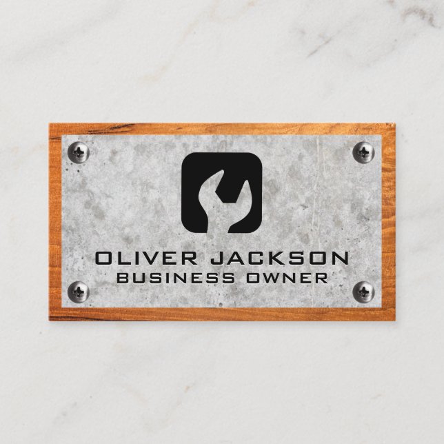 Wrench Logo | Concrete Wood and Metal Screws Business Card (Front)