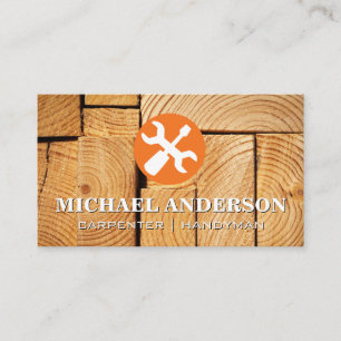 Wrench Screw Driver Logo   Wood Cut Business Card
