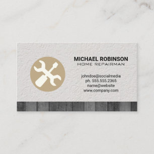 Wrench Screw Driver Wall Texture Wood Trim Business Card
