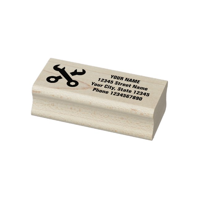 Wrench tool logo custom return address rubber stamp (Stamp)