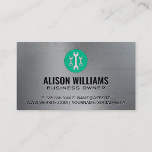 wrench tools aluminium metallic business card