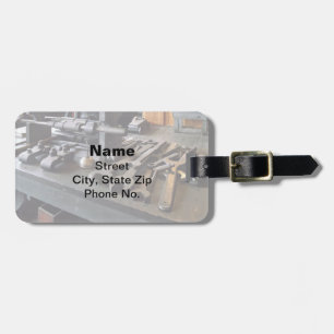 Wrenches and Oil Can in Machine Shop Luggage Tag