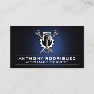 Wrenches Gear and Piston   Industrial Mechanic Business Card