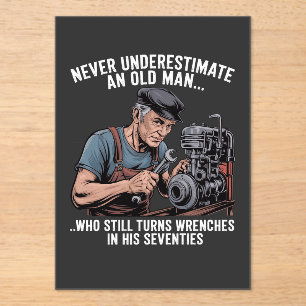 Wrenches in Their Seventies Funny Mechanic Quote Acrylic Invitations