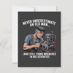 Wrenches in Their Seventies Funny Mechanic Quote Invitation