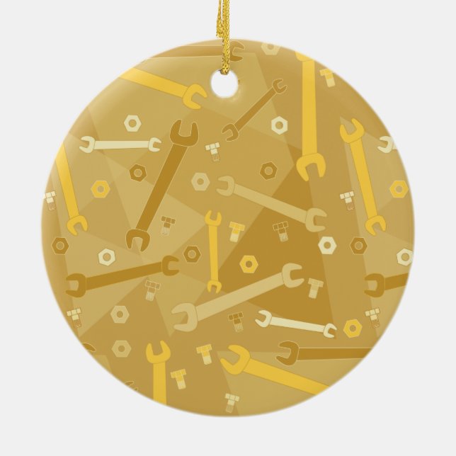 Wrenches, Nuts and Bolts Ceramic Ornament (Back)