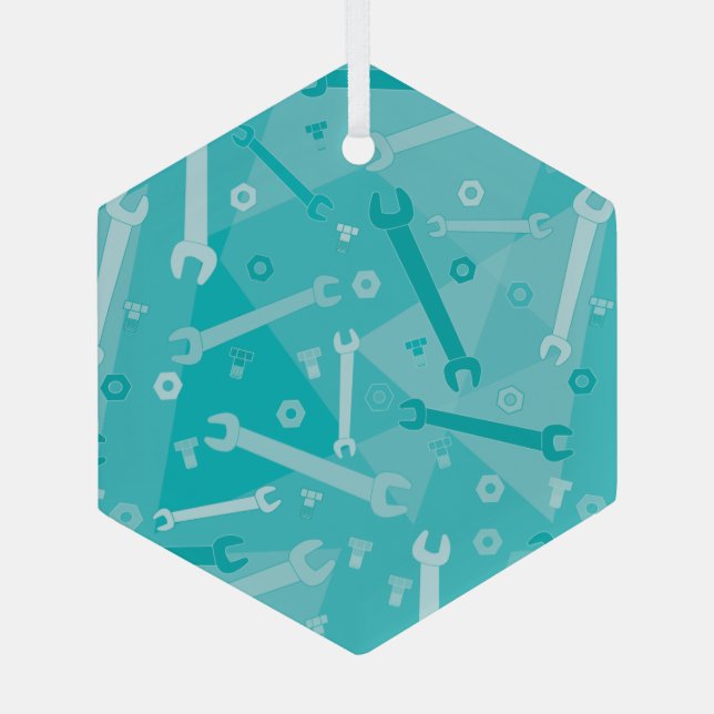 Wrenches, Nuts and Bolts Glass Tree Decoration (Back)