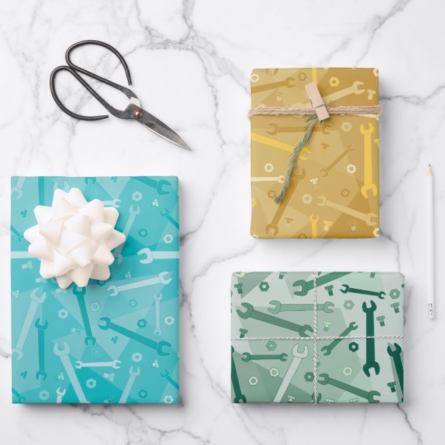 Wrenches, Nuts and Bolts  Wrapping Paper Sheet (Front)