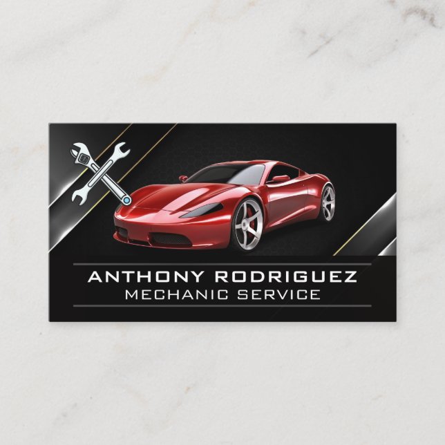 Wrenches | Red Sports Car Business Card (Front)