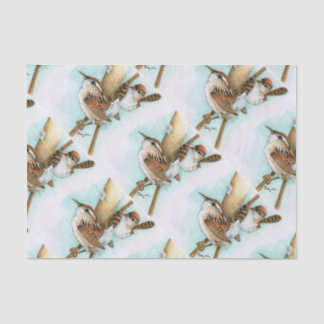 wrens and cat-tail tissue paper