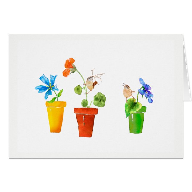 Wrens and Flowerpots (Front Horizontal)