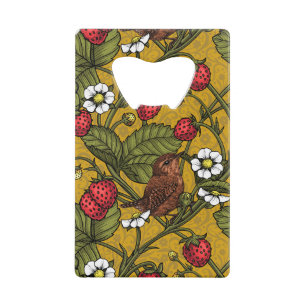 Wrens and strawberries on mustrard