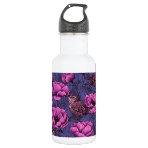 Wrens in the anemone garden 532 ml water bottle
