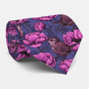 Wrens in the anemone garden tie
