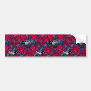 Wrens in the peonies bumper sticker