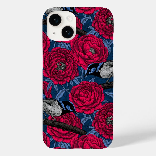 Wrens in the peonies Case-Mate iPhone case (Back)