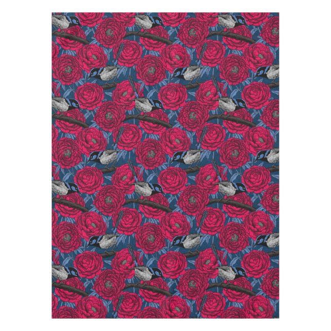 Wrens in the peonies tablecloth (Front)