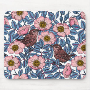 Wrens in the roses mouse pad