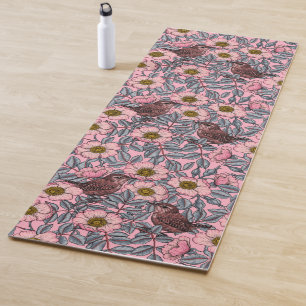 Wrens in the roses yoga mat