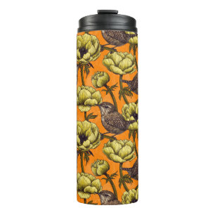 Wrens in the yellow anemone garden thermal tumbler
