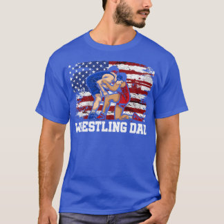 Wresting USA Flag Wrestling Dad T-Shirt