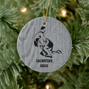 Wrestle On The Mat Christmas Ceramic Ornament