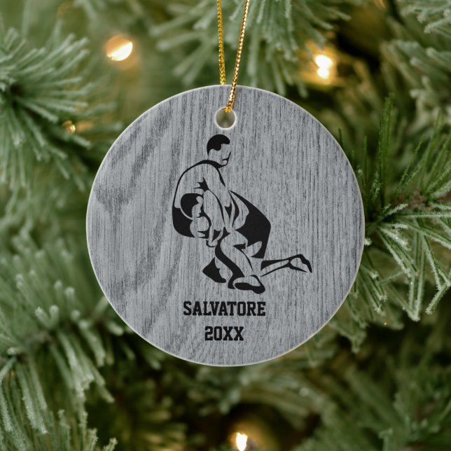 Wrestle On The Mat Christmas Ceramic Ornament (Tree)