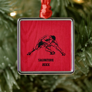 Wrestle On The Mat Christmas Metal Ornament