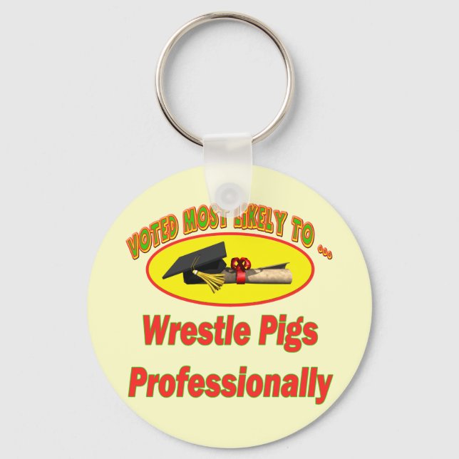 Wrestle Pigs Key Ring (Front)