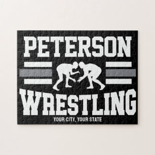 Wrestler ADD NAME School Athlete Wrestling Team  Jigsaw Puzzle