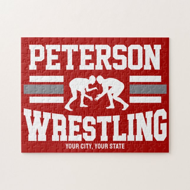 Wrestler ADD NAME School Athlete Wrestling Team  Jigsaw Puzzle (Horizontal)