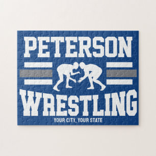 Wrestler ADD NAME School Athlete Wrestling Team  Jigsaw Puzzle