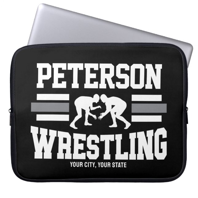 Wrestler ADD NAME School Athlete Wrestling Team  Laptop Sleeve (Front)