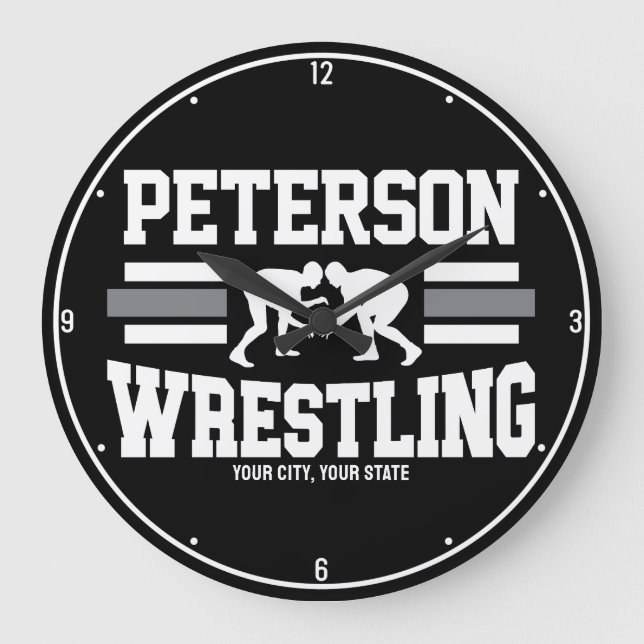 Wrestler ADD NAME School Athlete Wrestling Team Large Clock (Front)