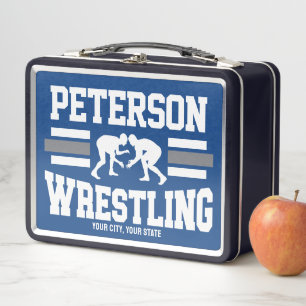Wrestler ADD NAME School Athlete Wrestling Team  Metal Lunch Box