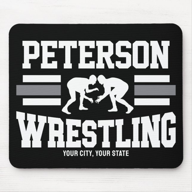 Wrestler ADD NAME School Athlete Wrestling Team Mouse Pad (Front)