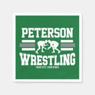 Wrestler ADD NAME School Athlete Wrestling Team Napkin