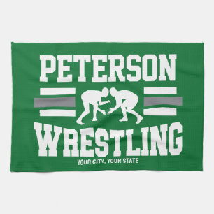 Wrestler ADD NAME School Athlete Wrestling Team Tea Towel
