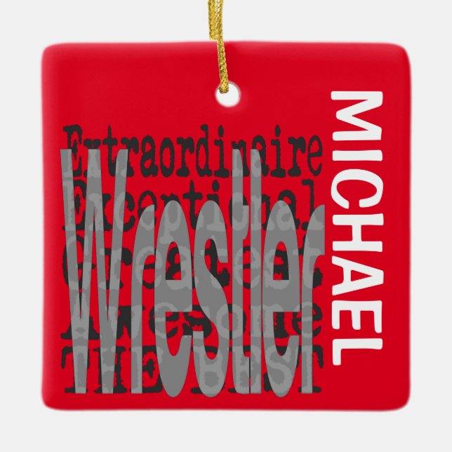 Wrestler Extraordinaire CUSTOM Ceramic Ornament (Front)