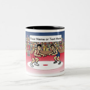 Wrestler - Male Cartoon by PrintedPerfection.com  Two-Tone Coffee Mug