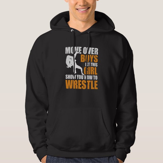 Wrestler Wrestle Move Over Boys Wrestling Hoodie (Front)