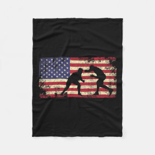 Wrestler Wrestling American Flag 4th Of July Gift Fleece Blanket