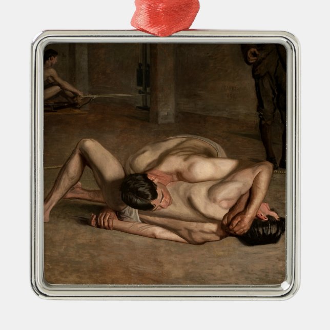 Wrestlers (by Thomas Eakins) Metal Ornament (Front)