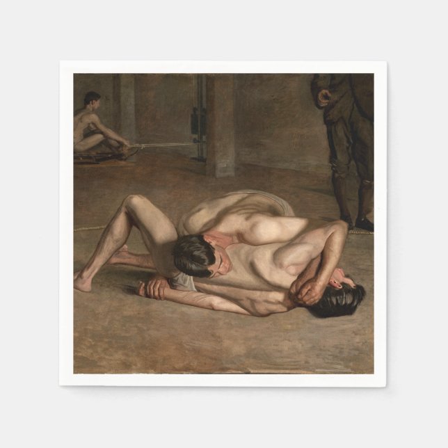 Wrestlers (by Thomas Eakins) Napkin (Front)
