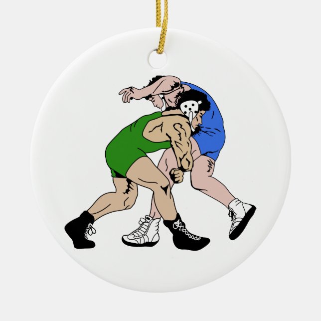 Wrestlers Ceramic Ornament (Front)